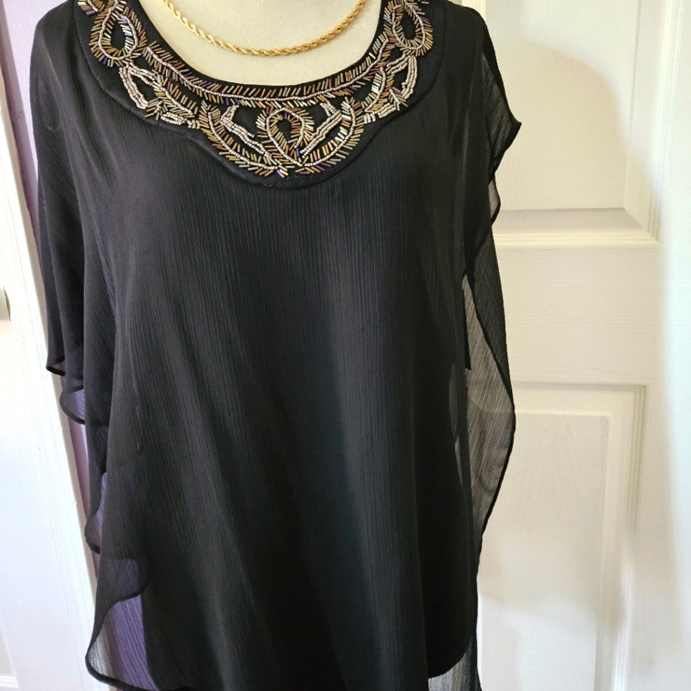 I.N. Studio beaded collar blouse